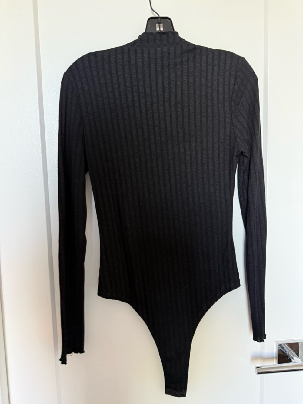 SHEIN Black Ribbed Mock Neck Long Sleeve Bodysuit